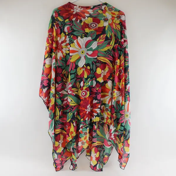 Cha Cha Vente Sheer Multicolor Floral Print Tunic Blouse Women's 1X