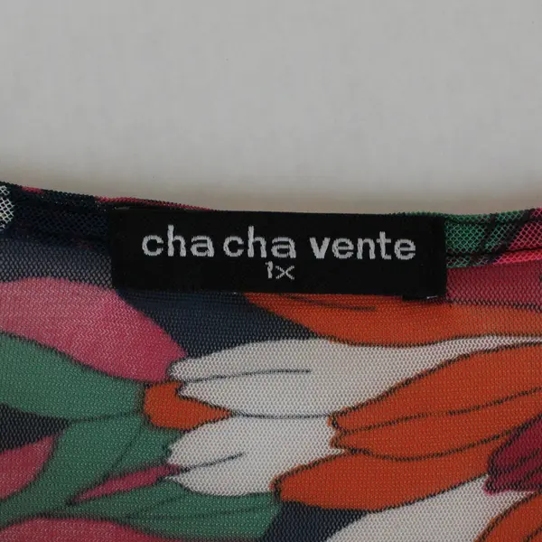 Cha Cha Vente Sheer Multicolor Floral Print Tunic Blouse Women's 1X