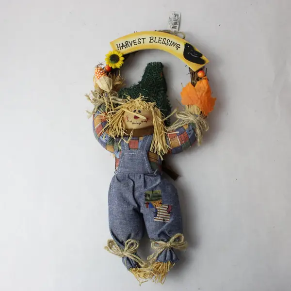 TJ Collection Harvest Blessing Autumn Scarecrow Wall Hanging 13"