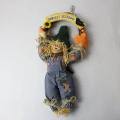 TJ Collection Harvest Blessing Autumn Scarecrow Wall Hanging 13"
