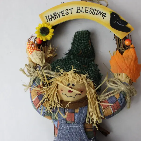 TJ Collection Harvest Blessing Autumn Scarecrow Wall Hanging 13"