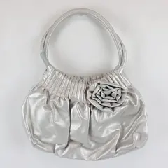 American Eagle Light Gray Faux Leather Rose Accent Shoulder Bag Purse