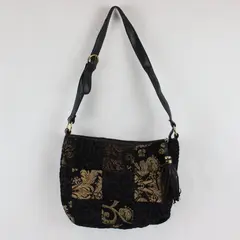 Black and Beige Boho Patchwork Shoulder Bag Purse