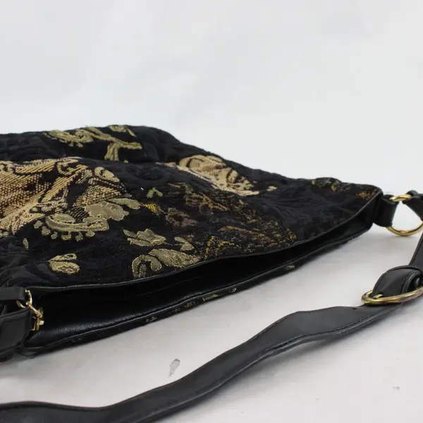 Black and Beige Boho Patchwork Shoulder Bag Purse