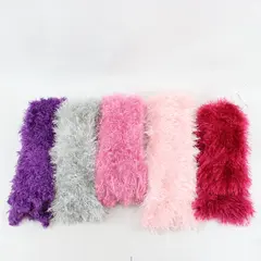 Lot of 5 Eyelash Fringe Knit Scarves Pink Purple Silver