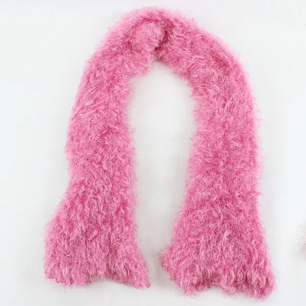 Lot of 5 Eyelash Fringe Knit Scarves Pink Purple Silver