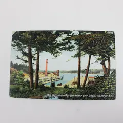 1909 Dominion Government Dry Dock Victoria BC Color Litho Postcard