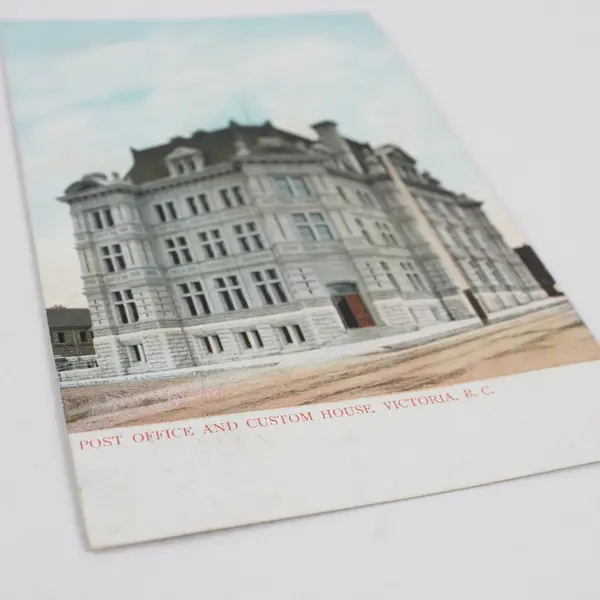 1909 Post Office And Custom House Victoria BC Color Postcard