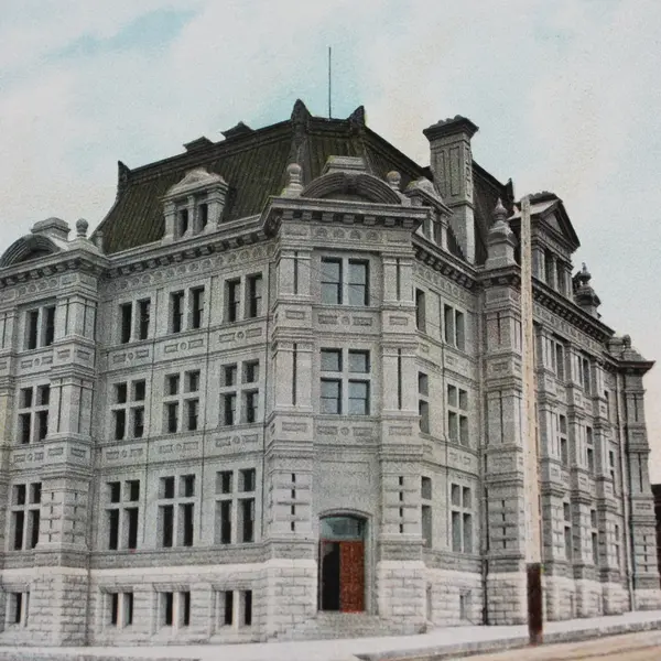 1909 Post Office And Custom House Victoria BC Color Postcard