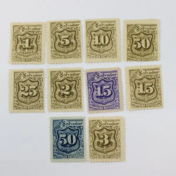 Lot Of 10 El Salvador Postage Due Stamps 1890s Mint Hinged