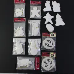 Lot of 14 Mixed Brands Paintable Plaster & Resin Holiday Ornaments Crafting