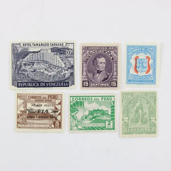 Lot Of 6 Stamps Peru El Salvador Venezuela Mint Hinged 1920s-1950s