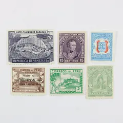 Lot Of 6 Stamps Peru El Salvador Venezuela Mint Hinged 1920s-1950s