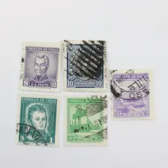 Lot of 5 Chile Stamps 1900s-1940s Used