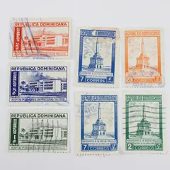Lot of 6 Dominican Republic 1950s Used Postage Stamps