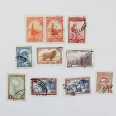 Lot Of 10 Argentina 1930s-1940s Stamps Used