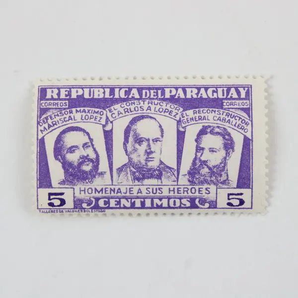 Lot of 5 Paraguay 1954 National Heroes Stamps Mint Hinged