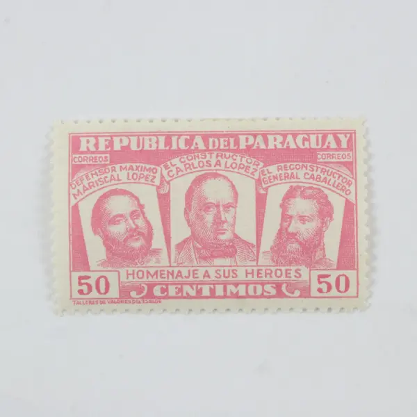 Lot of 5 Paraguay 1954 National Heroes Stamps Mint Hinged