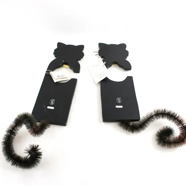 Set of 2 Halloween Black Cat Trick or Treat Door Hanger 15.5in Cannon Falls
