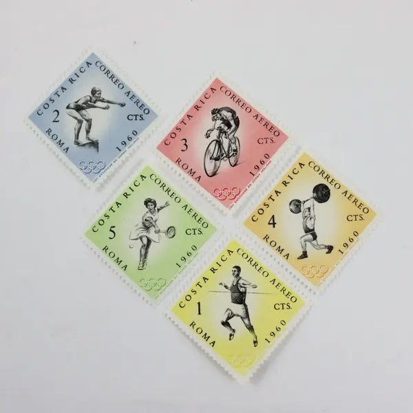 Set Of 5 Costa Rica 1960 Olympics Airmail Stamps SC #C303-7 MNH OG