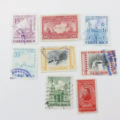 Lot of 8 Costa Rica 1930s-1960s Stamps Used