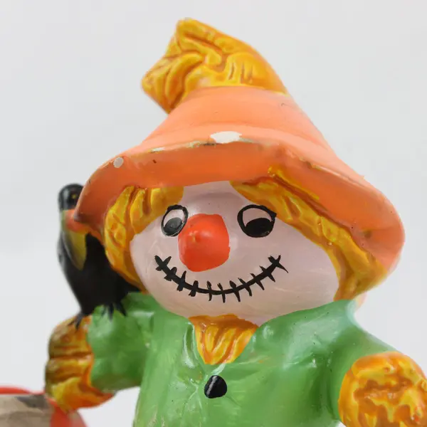 Scarecrow Pumpkin Ceramic Hand Painted Tealight Candle Holder Fall Home Decor