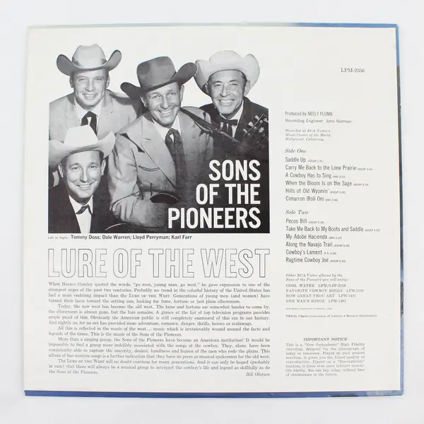  Sons Of The Pioneers - Lure Of The West 12" Vinyl Record