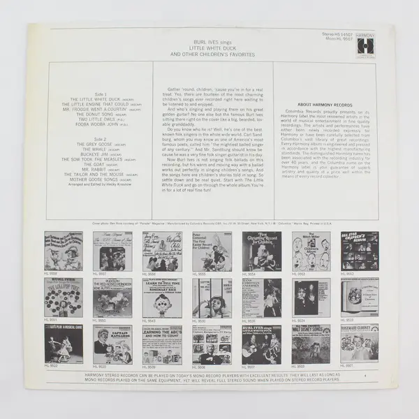 Burl Ives sings Little White Duck and Other Children's Favorites  12" vinyl 