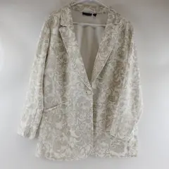 Susan Graver Blazer Womens 1X Jacquard Floral Occasion Elegant Gold Jacket