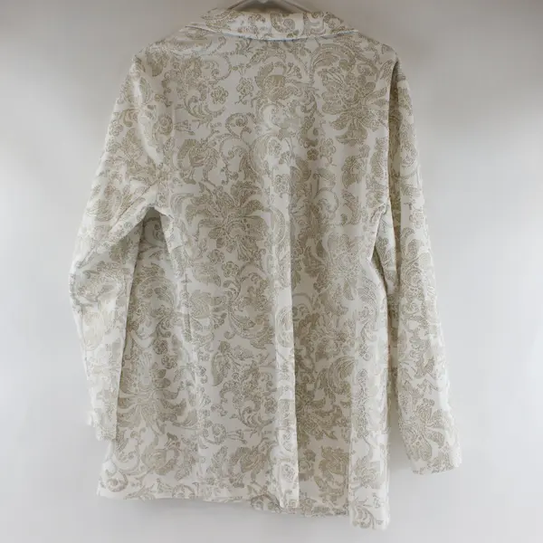 Susan Graver Blazer Womens 1X Jacquard Floral Occasion Elegant Gold Jacket