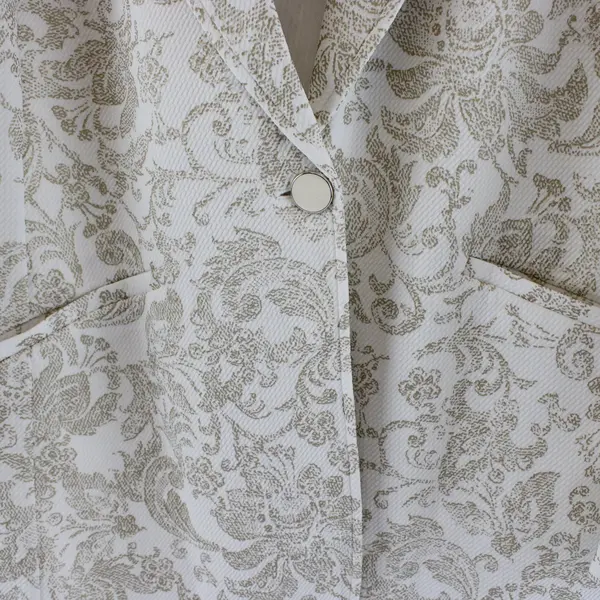 Susan Graver Blazer Womens 1X Jacquard Floral Occasion Elegant Gold Jacket