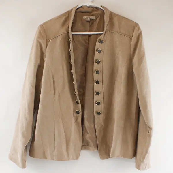 Roz & Ali Brown Suede Blazer Jacket Double Buttons Women's XL