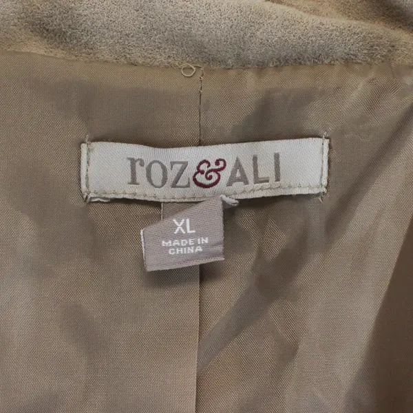 Roz & Ali Brown Suede Blazer Jacket Double Buttons Women's XL