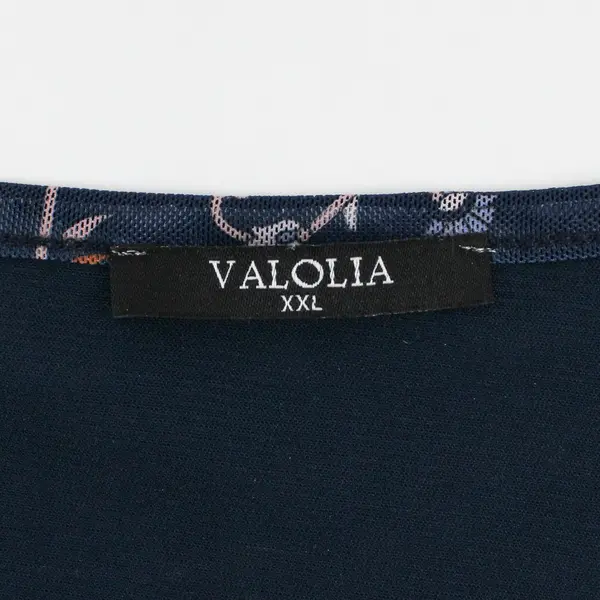 Valolia Chiffon Blouse With Navy and Purple Floral Pattern Womens Size XXL
