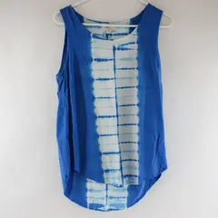 Olive & Oak Blue And White Tie Dye Print Tank Top Women's Size Medium