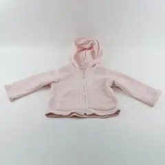 Unbranded Girls Pink Hoodie Jacket Fleece Zip Up Hooded Light Fuzzy Sz 8-10