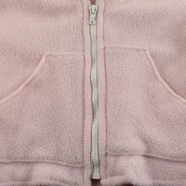 Unbranded Girls Pink Hoodie Jacket Fleece Zip Up Hooded Light Fuzzy Sz 8-10