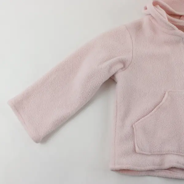 Unbranded Girls Pink Hoodie Jacket Fleece Zip Up Hooded Light Fuzzy Sz 8-10