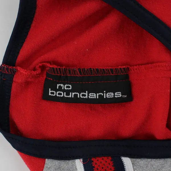 No Boundaries Red Gray UK Flag Embroidered T-Shirt Midi Dress