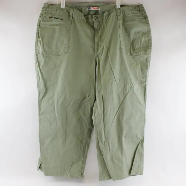Faded Glory Women’s Chervil Green Capri Stretch Pants Size 26W Cotton Blend