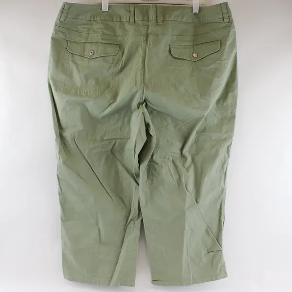 Faded Glory Women’s Chervil Green Capri Stretch Pants Size 26W Cotton Blend
