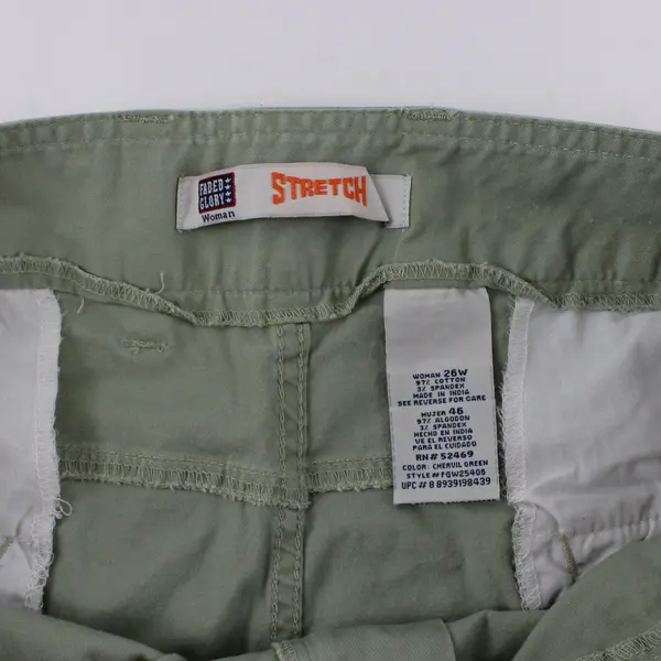 Faded Glory Women’s Chervil Green Capri Stretch Pants Size 26W Cotton Blend