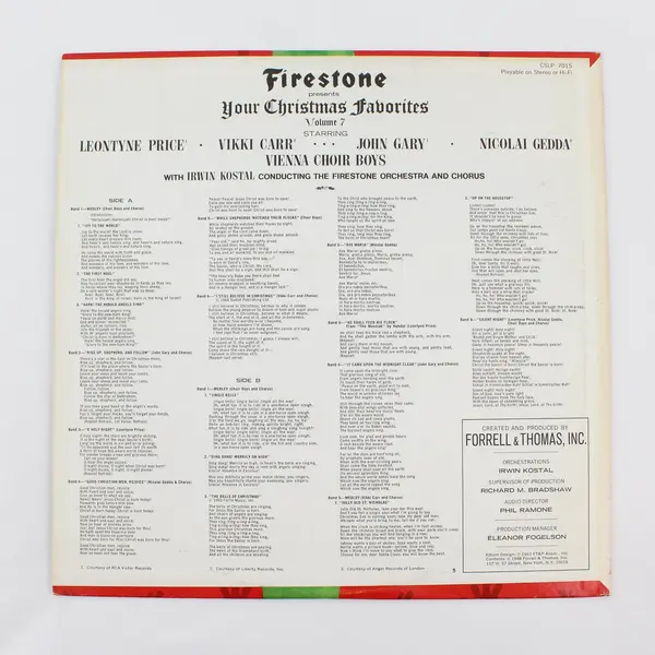Firestone Presents Your Christmas Favorites Vol 7 Leontyne Price Vikki Carr