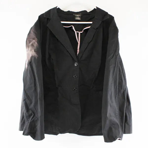 George Stretch Blazer Jacket Rich Black Career 3 Button Womens Size 26w-28w
