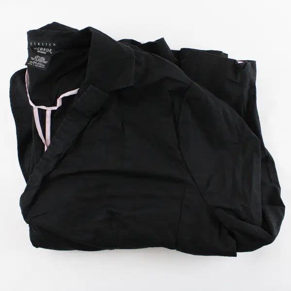 George Stretch Blazer Jacket Rich Black Career 3 Button Womens Size 26w-28w