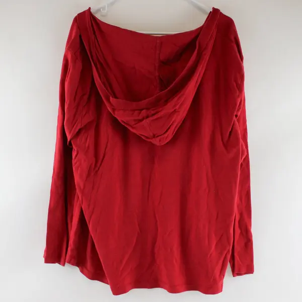 Faded Glory Women’s 4X Red Long Sleeve Shirt W/ Hood Faux White Undershirt Y2K 