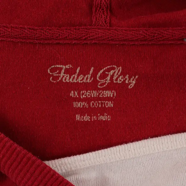 Faded Glory Women’s 4X Red Long Sleeve Shirt W/ Hood Faux White Undershirt Y2K 