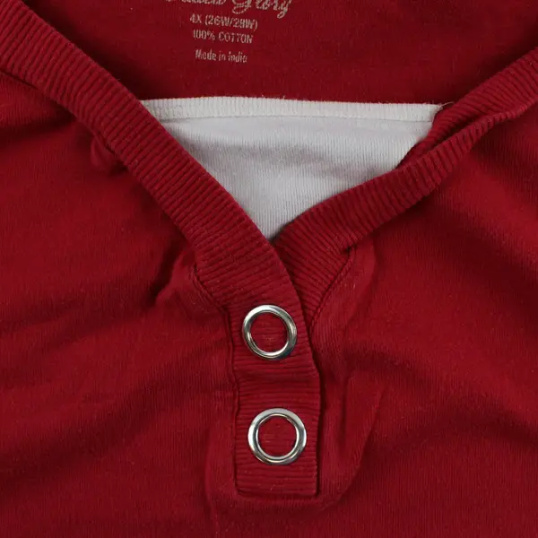 Faded Glory Women’s 4X Red Long Sleeve Shirt W/ Hood Faux White Undershirt Y2K 
