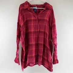 Venezia Women 26/28 Pink Orange Plaid Long Sleeve Button Front Cotton Shirt