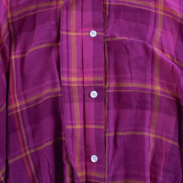 Venezia Women 26/28 Pink Orange Plaid Long Sleeve Button Front Cotton Shirt